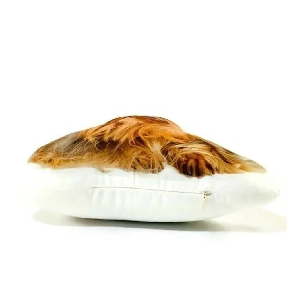 orkie Yorkshire Terrier Throw Pillow White Brown 12x13 Decorative Dog Lover